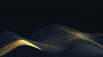 Poster - Black background with curved dark and gold gold ribbons in 3D
