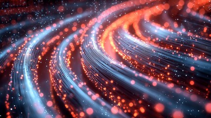 Poster - The background is filled with glowing data cables transferring information