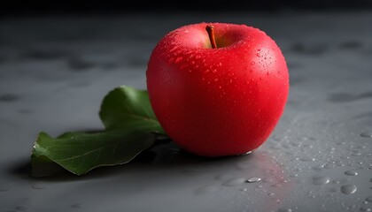 Wall Mural - Vibrant Red Apple Glowing on a White Surface Under Soft Illumination