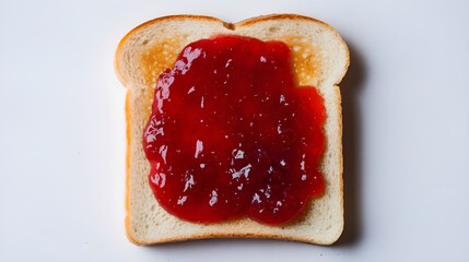 Toast with Red Jelly  Close Up of Simple Breakfast Food