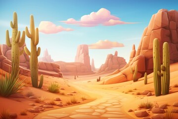 Wall Mural - Desert landscape outdoors cartoon.