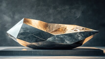 Wall Mural - Modern Marble Bathtub Design: Geometric Luxury