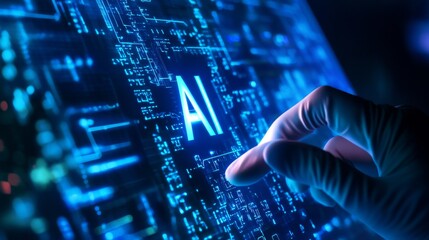 Poster - Digital data structure, virtual medicine, doctor's hand