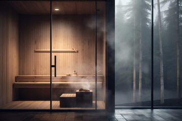 Poster - Sauna room architecture tranquility.