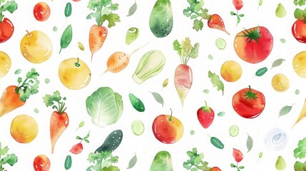  Watercolor illustration of vegetables