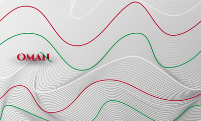 Wall Mural - Waving red green white line on white lines background. Good template for oman independence day