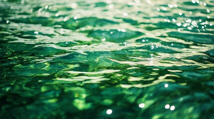 A serene image of green water waves, capturing the beauty and tranquility of nature's reflections and textures.