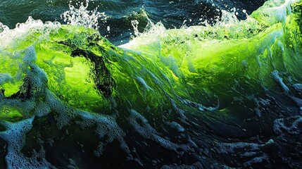 Captivating close-up of vibrant green ocean waves, showcasing the beauty of nature's dynamic forces and refreshing sea energy.