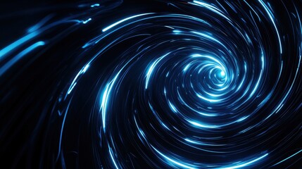Leinwandbilder - Abstract blue spiral vortex, black background