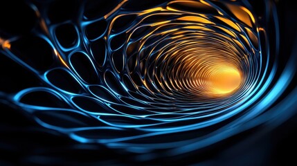 Aufkleber - Abstract glowing tunnel with blue, orange hues