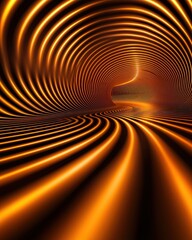 Aufkleber - Abstract orange tunnel with flowing lines