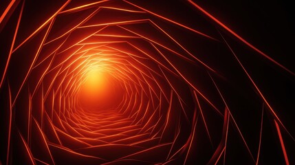 Poster - Abstract tunnel with glowing orange light
