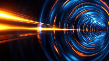 Poster - Abstract tunnel with luminous blue and orange swirl