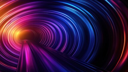Poster - Colorful light tunnel with dynamic motion.