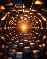 Poster - Futuristic tunnel with glowing light