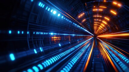 Poster - Futuristic tunnel with glowing lights