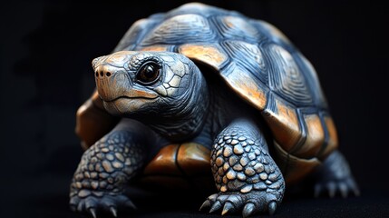 Poster - Close-up of a Turtle with a Striking Shell