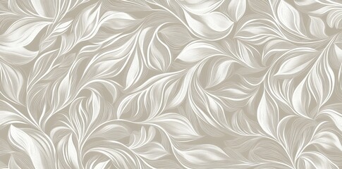 Sticker - An elegant seamless pattern with leaves and curls. A luxurious floral background with a modern illustration.