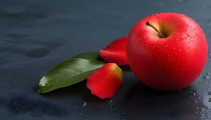 Wall Mural - Vivid Red Apple Against a Crisp Blue Canvas