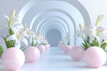 Aufkleber - Balls on a wall. A 3D photo wallpaper with a digital illustration.