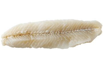 Poster - Fresh prepared white fish fillet isolated on white background