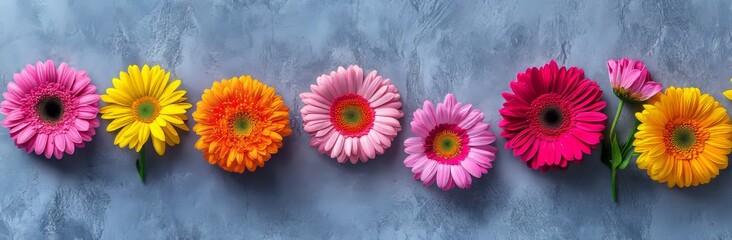 Sticker - Flowers with cement texture, floral wallpaper design in pink and yellow