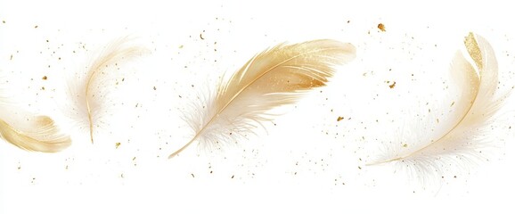 The abstract white art background with feathers in golden line style can be used as a wallpaper design, packaging design, textile design, decor design, or print design.