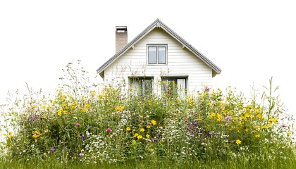 A White House Amidst a Field of Wildflowers