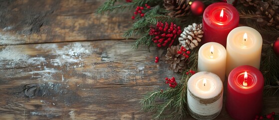 Aufkleber - Cozy Arrangement of Holiday Candles and Decorations