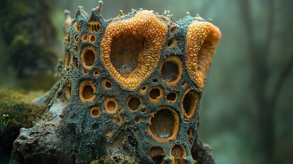 Canvas Print - Macro Photography of a Unique Fungus in the Forest