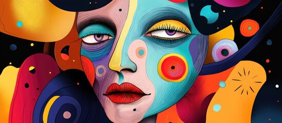 Wall Mural - A whimsical illustration featuring a unique face with intriguing characteristics