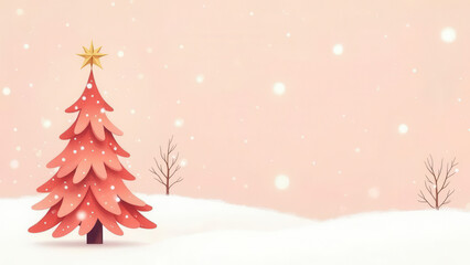 Wall Mural - Pink christmas tree with copy space