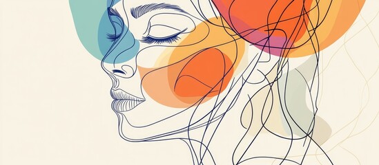 Wall Mural - Contemporary line art of a woman s face Print design featuring an abstract portrait Modern silhouette of a female figure Surreal artistic representation