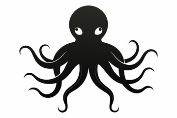 Wall Mural - A Vector image of an octopus silhouette black color, vector art illustration