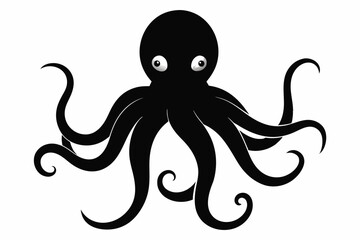 Wall Mural - A Vector image of an octopus silhouette black color, vector art illustration