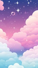 Sticker - Sky filled with clouds and stars cute wallpaper backgrounds outdoors.