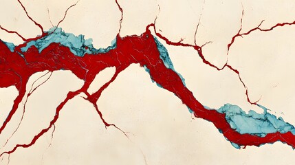 Wall Mural - Red and White Marble, Marbled, Abstract Image, Texture, Pattern Background, Wallpaper, Cover and Screen of Smartphone, PC, Laptop, 9:16 and 16:9 Format