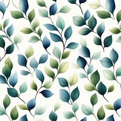 An elegant pattern featuring vibrant leaves in various shades of green and blue, perfect for a fresh and natural aesthetic.