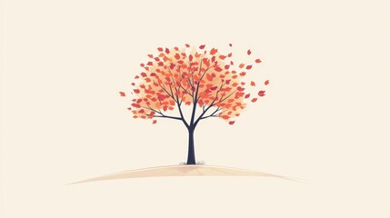 Sticker - Vibrant Autumn Tree with Swirling Leaves