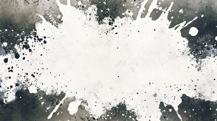 White, black and grey watercolor splatters abstract background.