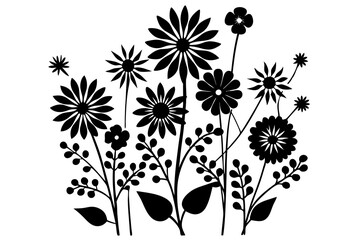 Sticker - Black and white illustration of a bouquet