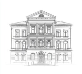 Illustration of a classical architectural building in stock