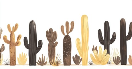 A stock illustration showing a cactus tree border with creativity variation dynamite.