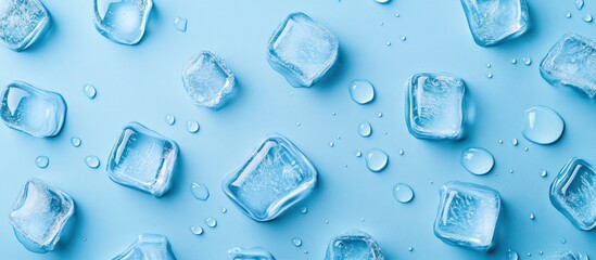 Sticker - Ice Cubes on a Blue Background