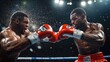 © Official - A boxing match with two fighters in the ring, exchanging powerful punches, and the crowd roaring.