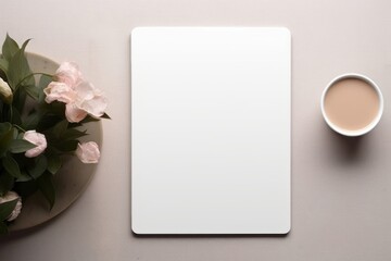 Wall Mural - Tablet mockup flower technology tableware.