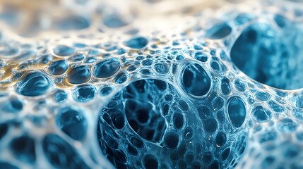 Poster - Abstract Blue Cellular Structure - Microscopic Detail