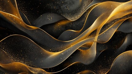 Aufkleber - Abstract wave wallpaper featuring a striking gold and black design Crafted using advanced digital tools