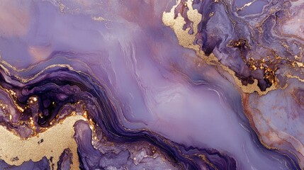 Poster - Abstract purple marble texture featuring gold accents creating an elegant luxury backdrop