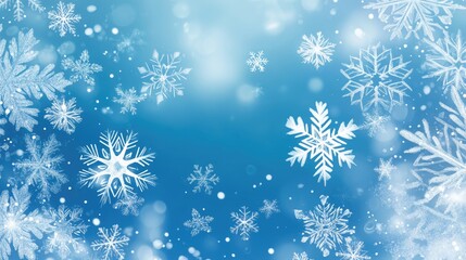 Poster - Winter themed blue background adorned with delicate snowflakes